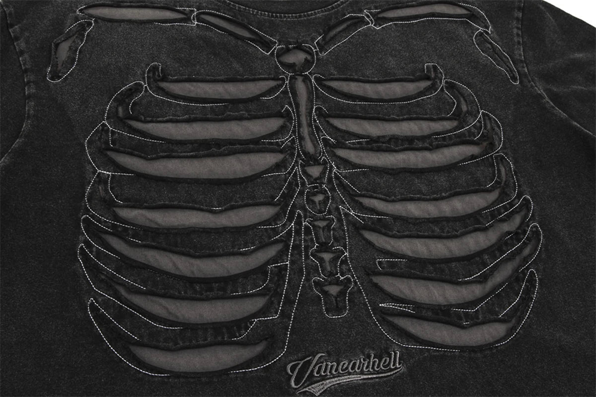 VANCARHELL Skeleton Ribcage T-Shirt | Streetwear at Before the