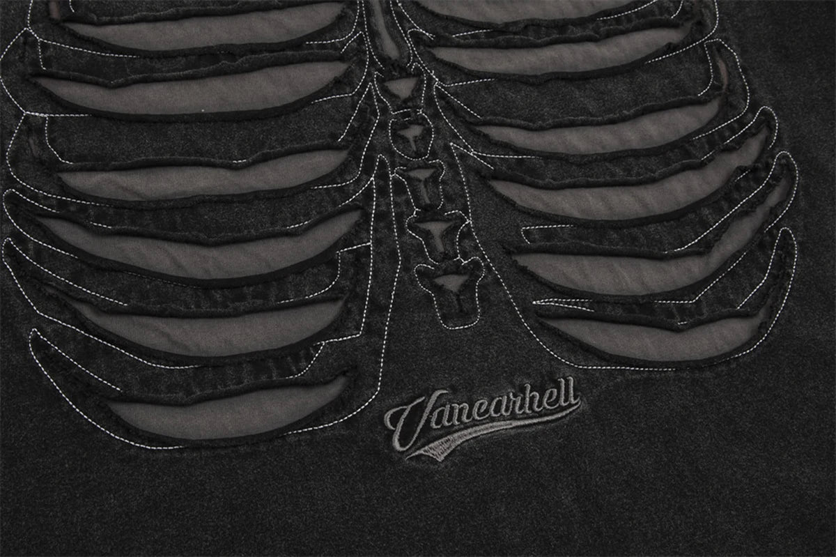 VANCARHELL Skeleton Ribcage T-Shirt-streetwear-techwear