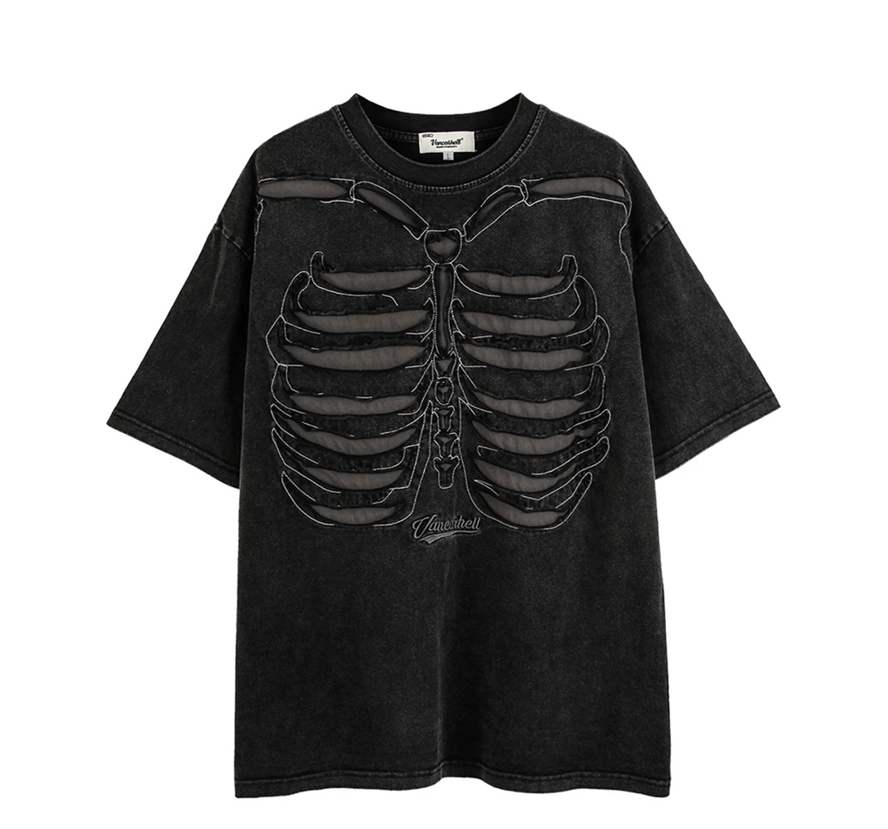 VANCARHELL Skeleton Ribcage T-Shirt-streetwear-techwear