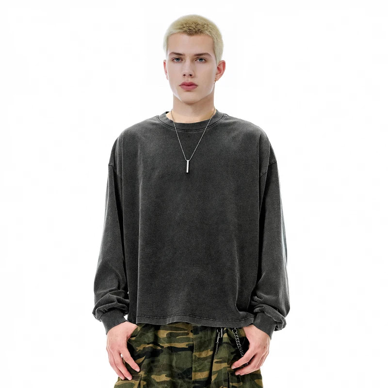 Vintage Wash Boxy Long Sleeve T-Shirt-streetwear-techwear