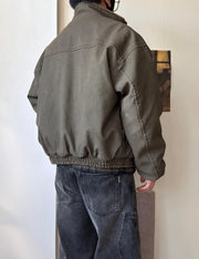 Vintage Wash Fleece Lined Bomber Jacket-streetwear-techwear