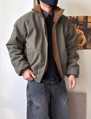 Vintage Wash Fleece Lined Bomber Jacket-streetwear-techwear