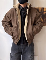 Vintage Wash Fleece Lined Bomber Jacket-streetwear-techwear