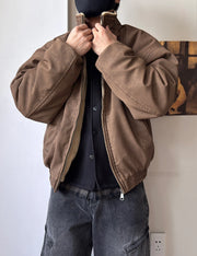 Vintage Wash Fleece Lined Bomber Jacket-streetwear-techwear