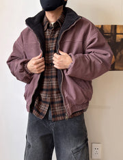Vintage Wash Fleece Lined Bomber Jacket-streetwear-techwear