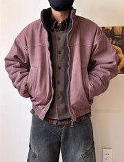 Vintage Wash Fleece Lined Bomber Jacket-streetwear-techwear