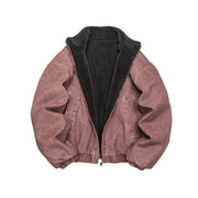 Vintage Wash Fleece Lined Bomber Jacket-streetwear-techwear