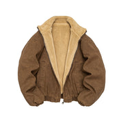 Vintage Wash Fleece Lined Bomber Jacket-streetwear-techwear