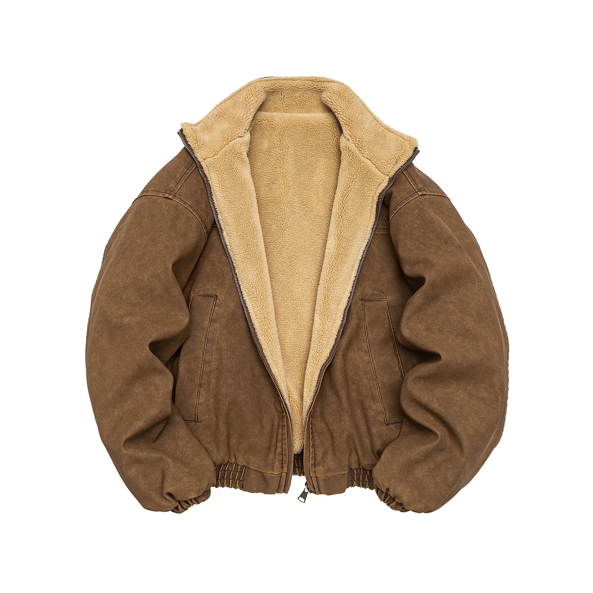 Vintage Wash Fleece Lined Bomber Jacket-streetwear-techwear