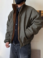 Vintage Wash Fleece Lined Bomber Jacket-streetwear-techwear