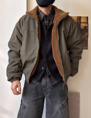 Vintage Wash Fleece Lined Bomber Jacket-streetwear-techwear