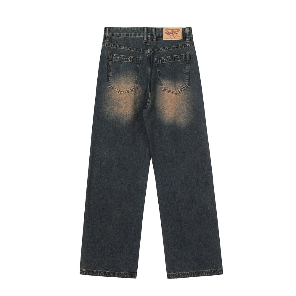 Vintage Wash Relaxed Fit Jeans-streetwear-techwear