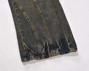 Vintage Wash Wavy Seam Jeans-streetwear-techwear