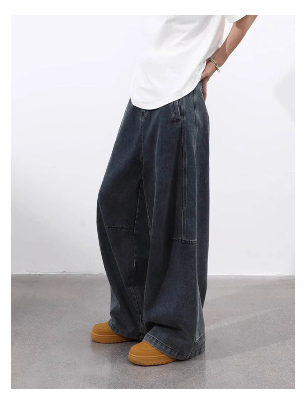 Vintage Wash Wide Leg Utility Jeans-streetwear-techwear