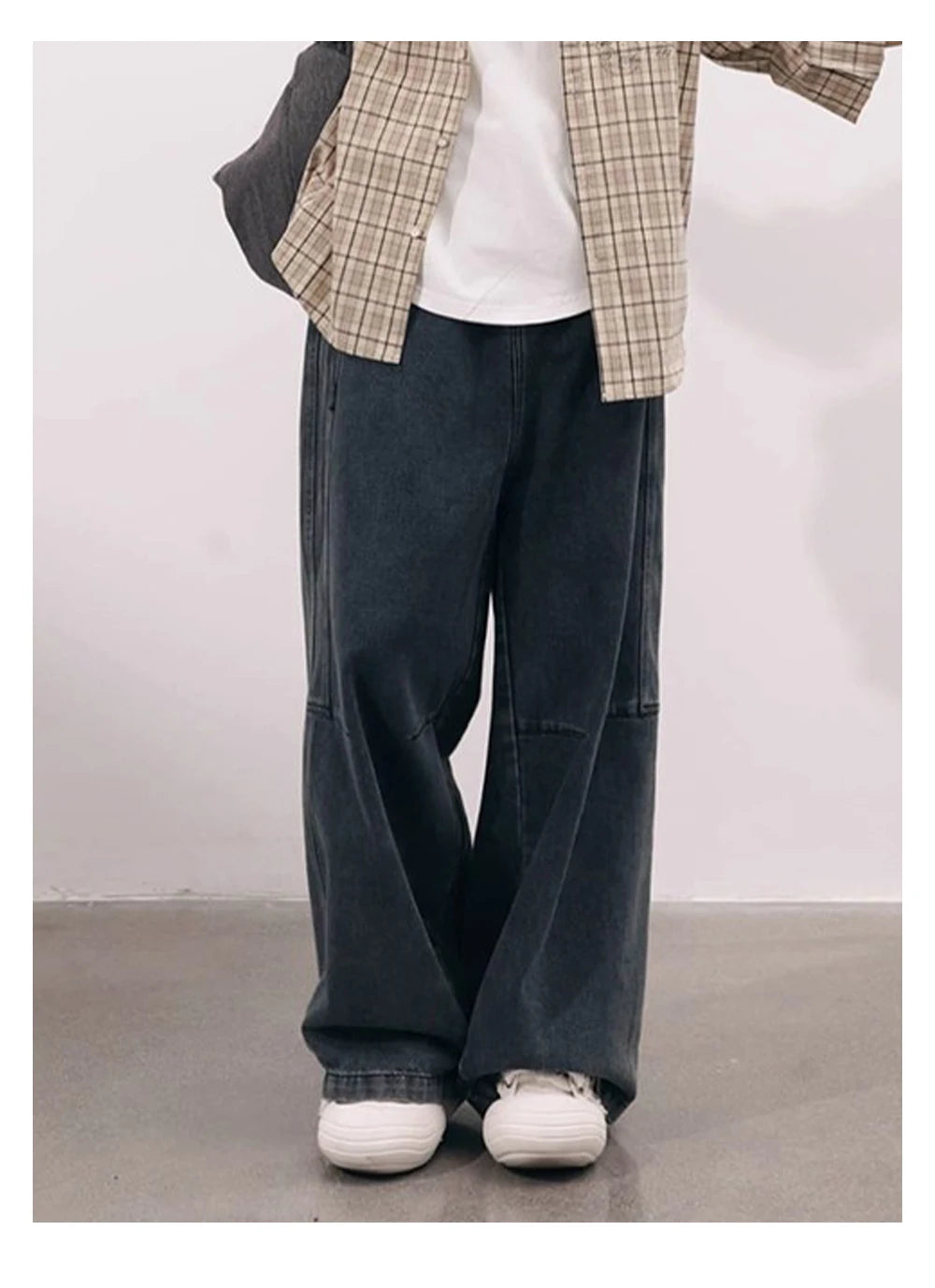 Vintage Wash Wide Leg Utility Jeans-streetwear-techwear