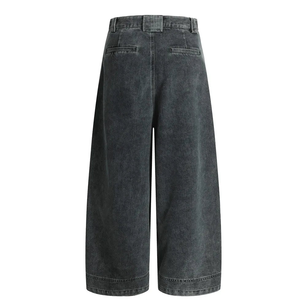Vintage Wash Wide Leg Utility Jeans-streetwear-techwear