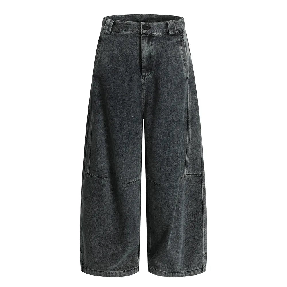 Vintage Wash Wide Leg Utility Jeans-streetwear-techwear