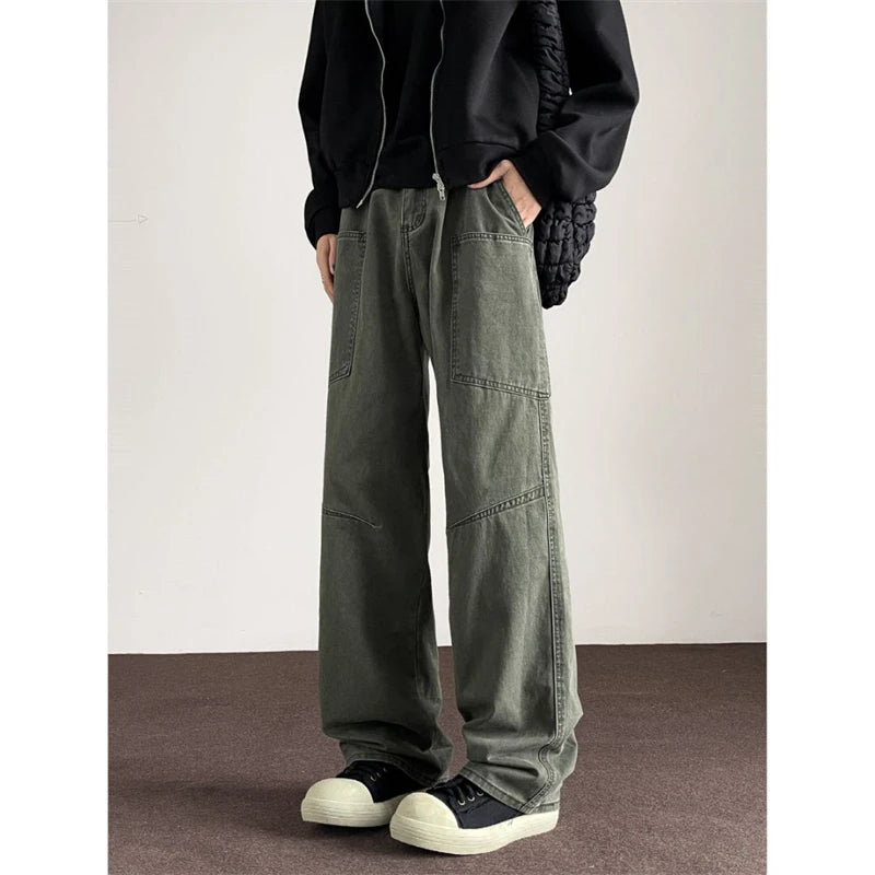 Washed Finish Cargo Jeans-streetwear-techwear