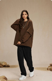 Washed Mock Double Layer Long Sleeve T-Shirt-streetwear-techwear