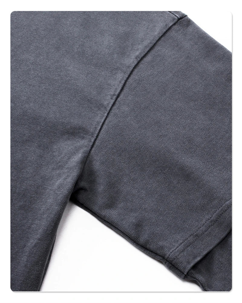 Washed Mock Double Layer Long Sleeve T-Shirt-streetwear-techwear