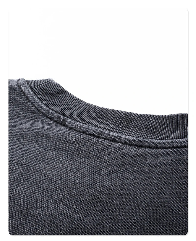 Washed Mock Double Layer Long Sleeve T-Shirt-streetwear-techwear