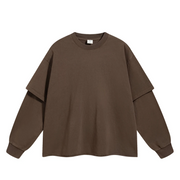 Washed Mock Double Layer Long Sleeve T-Shirt-streetwear-techwear