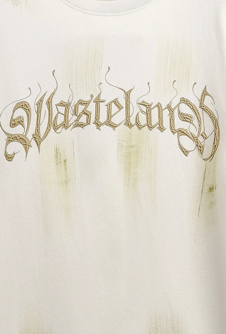 'Wastelands' Gothic Text Embroidered T-Shirt-streetwear-techwear