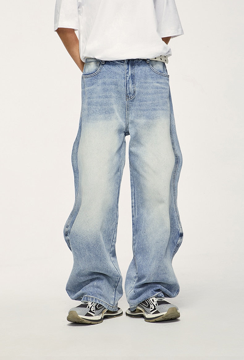 Wavy Wide Leg Jeans-streetwear-techwear