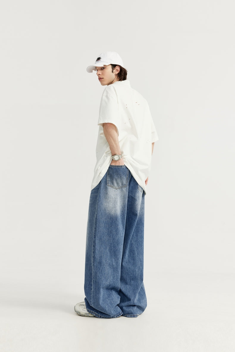 Wide Leg Denim Jeans-streetwear-techwear