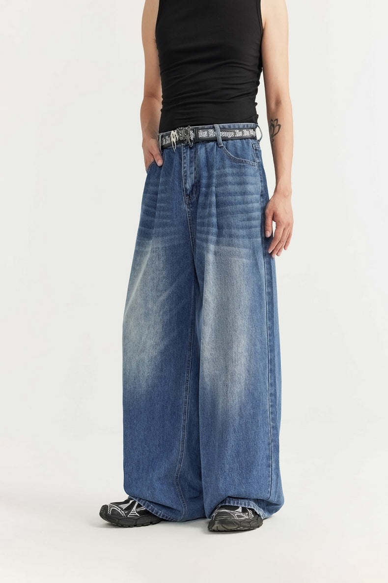 Wide Leg Denim Jeans-streetwear-techwear