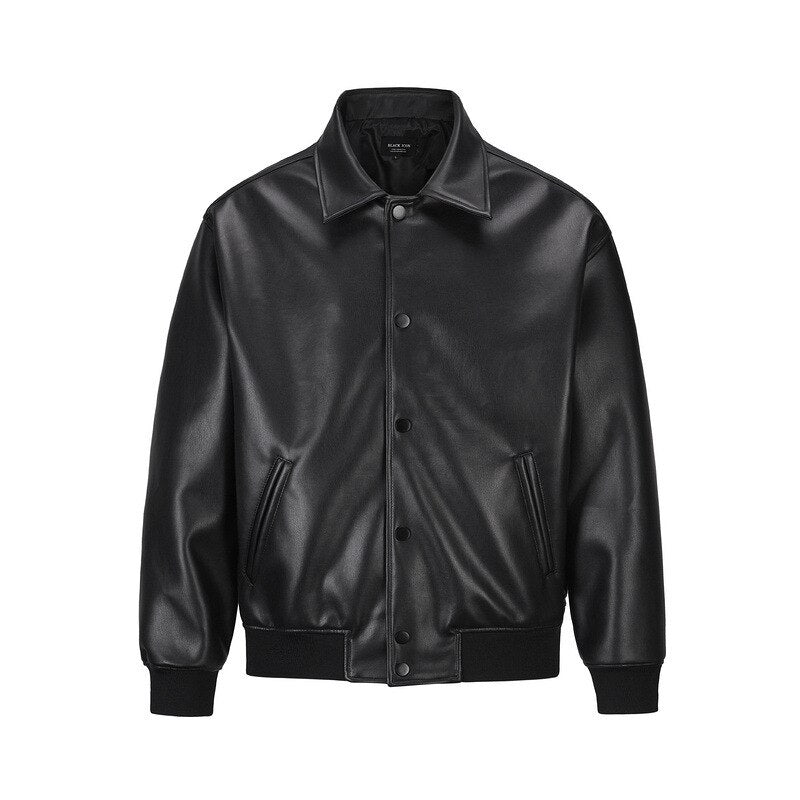 90's Style Faux Leather Jacket-streetwear-techwear