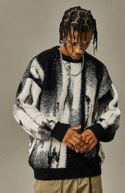 Abstract Print Knitted Sweater-streetwear-techwear