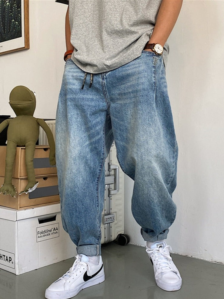 Balloon Fit Tapered Jeans-streetwear-techwear