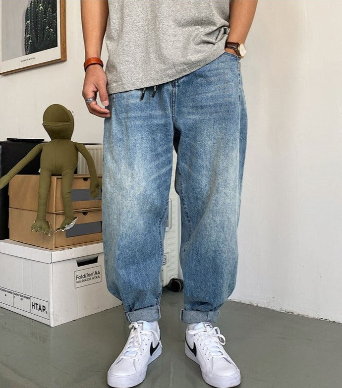 Balloon Fit Tapered Jeans-streetwear-techwear