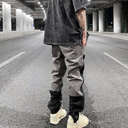 Color Block Side Zip Casual Pants-streetwear-techwear