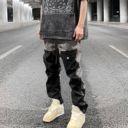 Color Block Side Zip Casual Pants-streetwear-techwear