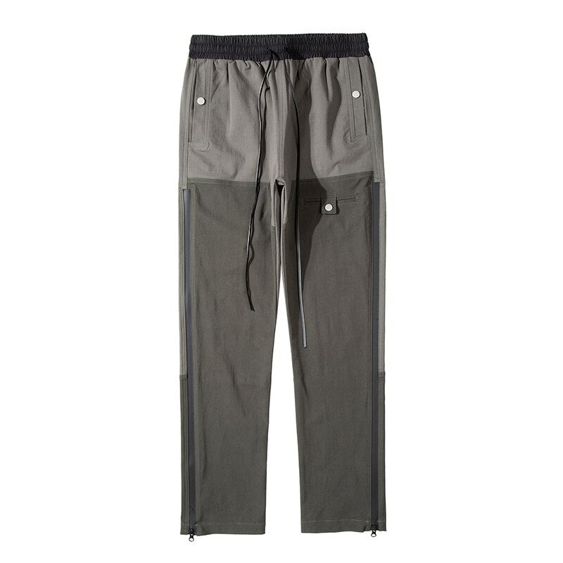 Color Block Side Zip Casual Pants-streetwear-techwear