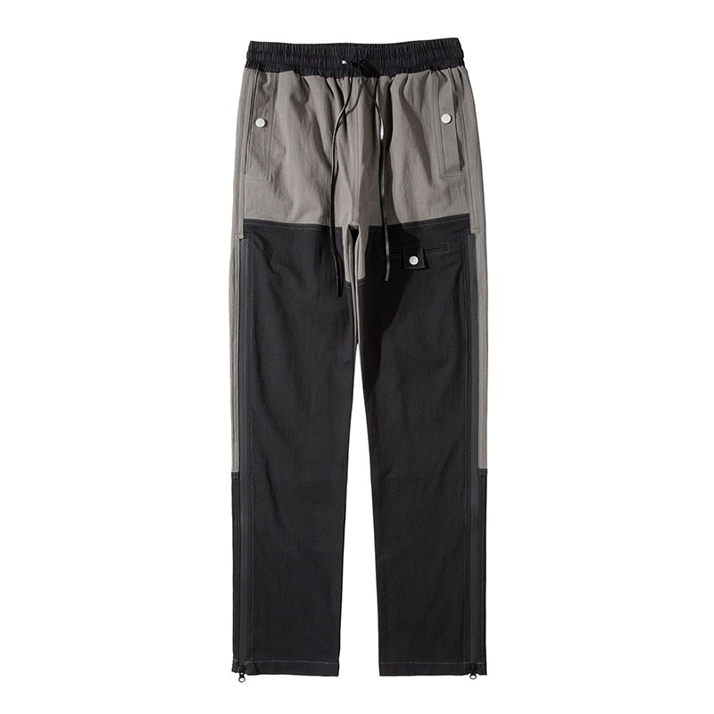 Color Block Side Zip Casual Pants-streetwear-techwear