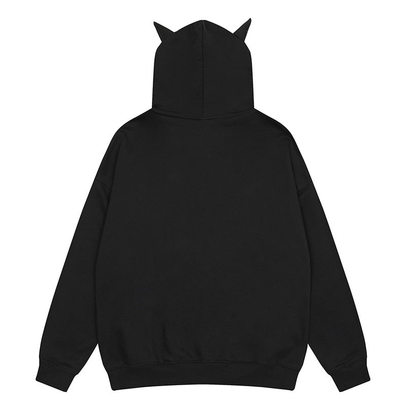 Devil Horn Zip Up Hoodie-streetwear-techwear