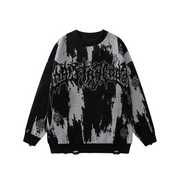 Distressed Gothic Knitted Sweater-streetwear-techwear