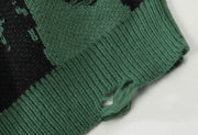 Distressed Gothic Knitted Sweater-streetwear-techwear
