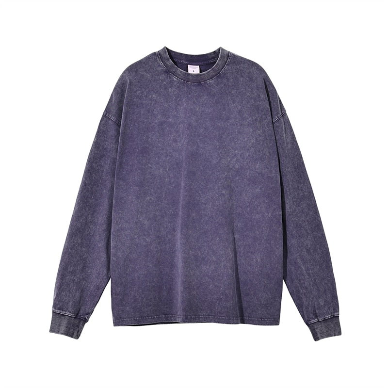 Essential Acid Washed Long Sleeve T-Shirt-streetwear-techwear