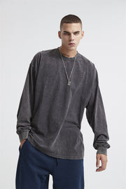 Essential Acid Washed Long Sleeve T-Shirt-streetwear-techwear