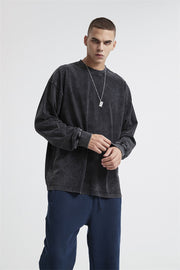 Essential Acid Washed Long Sleeve T-Shirt-streetwear-techwear