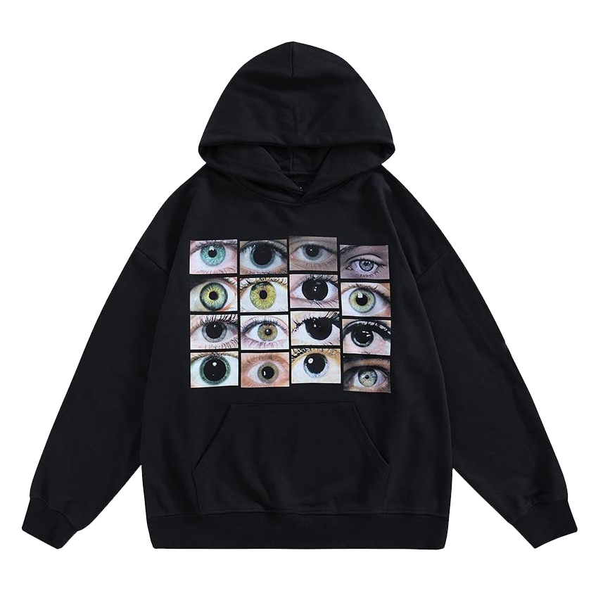 Eye Photo Graphic Hoodie-streetwear-techwear