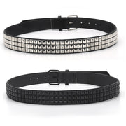 Faux Leather Pyramid Studded Belt-streetwear-techwear