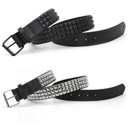 Faux Leather Pyramid Studded Belt-streetwear-techwear