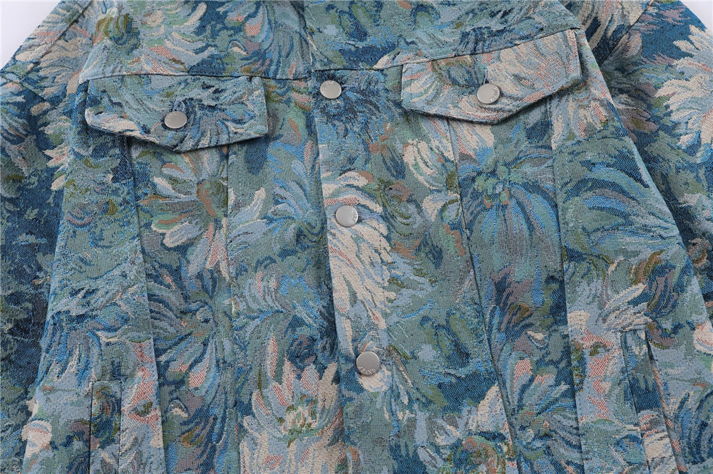 Floral Tapestry Western Jacket-streetwear-techwear