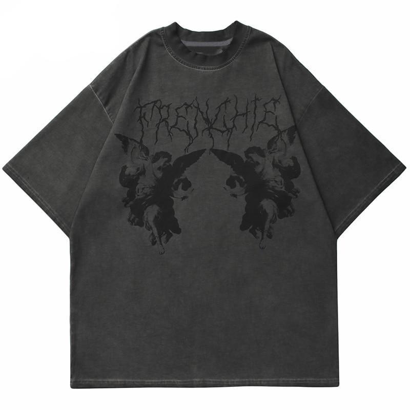 Gothic Angel Garment Dyed T-Shirt-streetwear-techwear