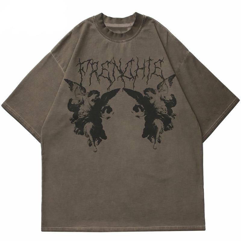 Gothic Angel Garment Dyed T-Shirt-streetwear-techwear